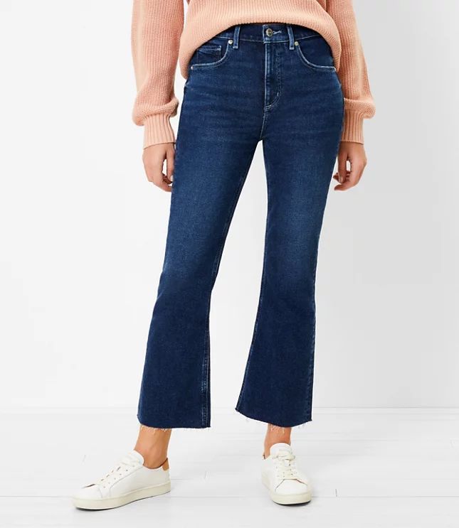 Flare Crop Jeans in Bright Authentic Indigo | LOFT | LOFT