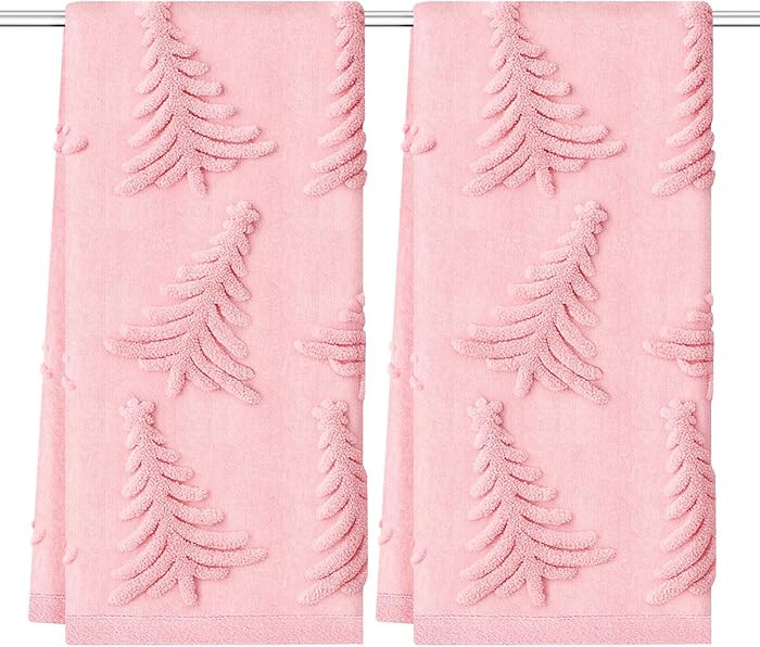 Pink Christmas Decor Bathroom Hand Towels 13x29 Inch Christmas Tree Dish Towels Drying Kitchen To... | Amazon (US)