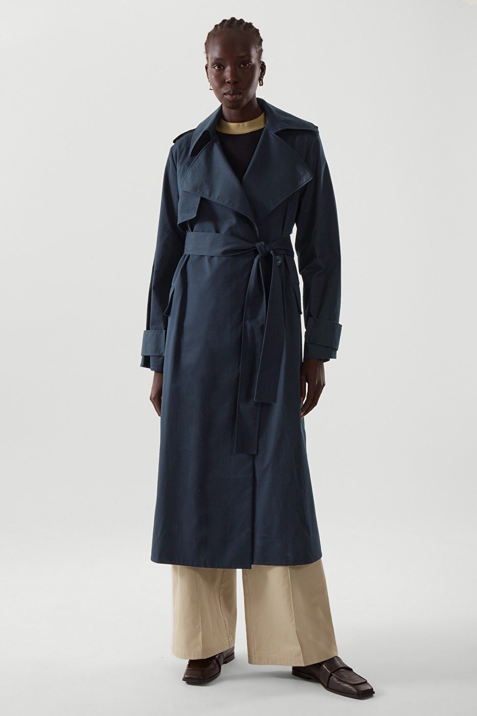 BELTED TRENCH COAT Navy Coat Navy Coats Blue Coat Spring Coat Spring Outfits | COS (US)