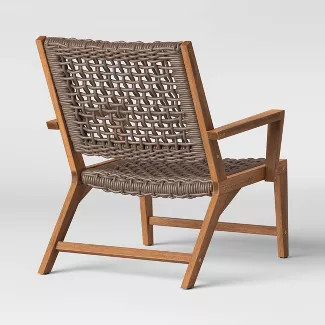 Lena Wood & Rope Patio Chair with Ottoman - Gray - Project 62™ | Target