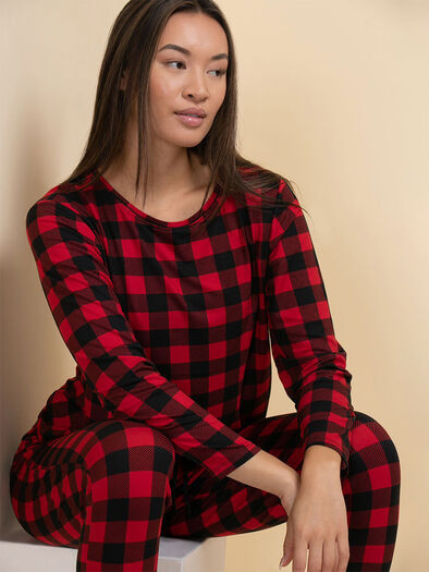 Long Sleeve Checked Pajama Set | Ricki's