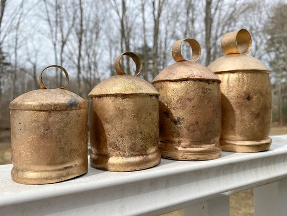 Set of 4 Big Rustic Gold Bells in Gradual Sizes of 3 | Etsy | Etsy (US)