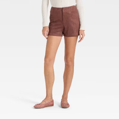Women's Faux Suede Shorts - A New Day™ Brown 10 | Target