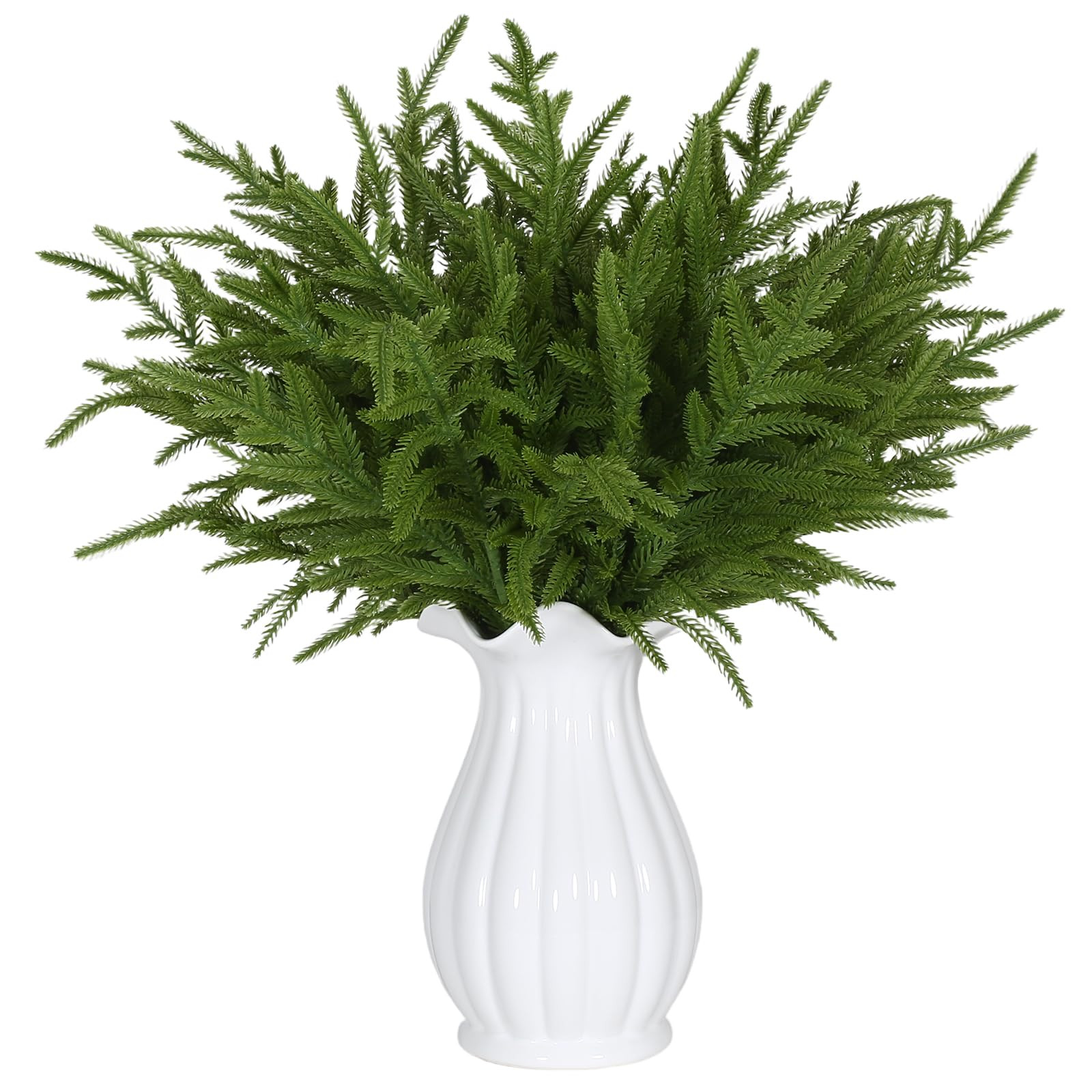 Joyhalo 12 Pcs Norfolk Pine Stems, 18"Artificial Christmas Pine Branches Faux Greenery Stem Real ... | Amazon (US)