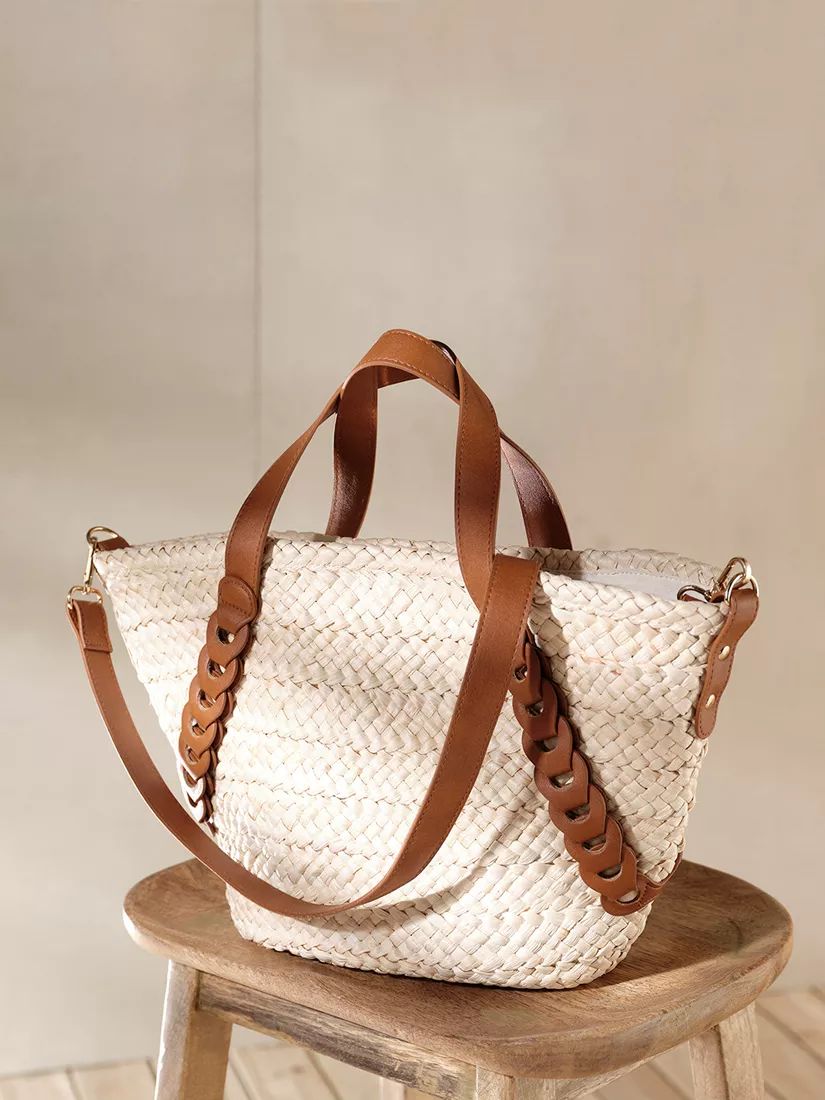 Mint Velvet Rina Plaited Basket Bag, Tan | John Lewis (UK)