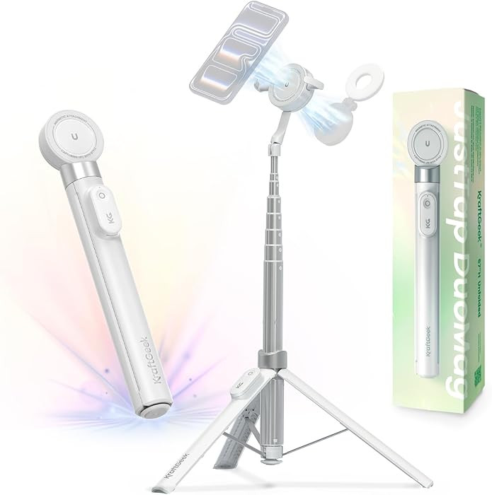 KraftGeek 67" Dual-Sided Magnetic Phone Tripod for iPhone MagSafe, Auto-Open Selfie Stick Tripod ... | Amazon (US)