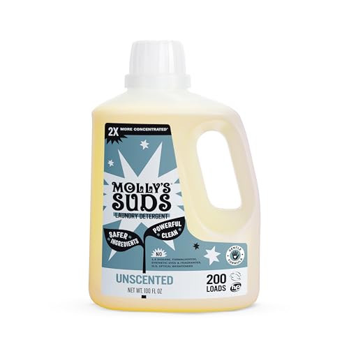 Molly's Suds Liquid Laundry Detergent | Clean Laundry Detergent Soap for Sensitive Skin | 2x Concentrated, High Efficiency (HE) (Unscented - 200 Loads) | Amazon (US)