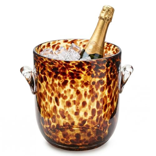 Remerry 1 Pcs Tortoise Pattern Ice Bucket Glass 6.6 Inch Diameter Chiller Beverage Tub Cocktail Home Bar Accessories, Wine, Beer Ice Bucket for Drinks and Parties, Champagne Drink Cooler | Amazon (US)