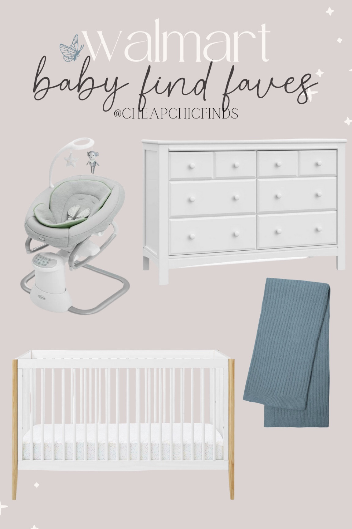 Walmart baby faves! Walmart white baby crib. Baby dresser. Baby swing. Baby blanket


#walnart @walmart #walmartbaby #babyfaves 

#LTKbump #LTKhome #LTKbaby