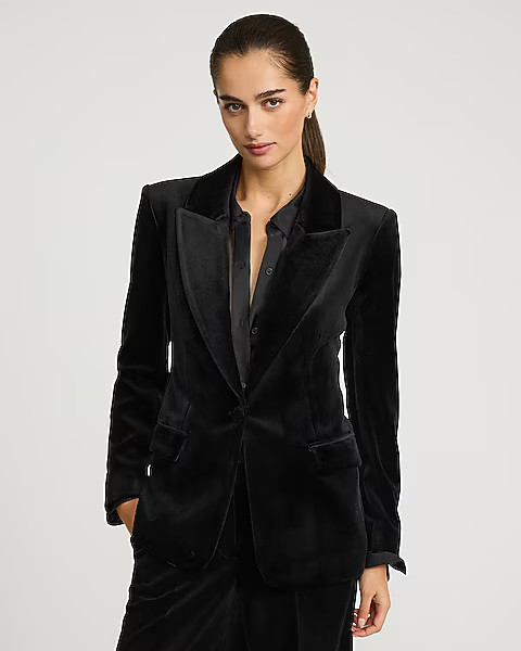 Velvet Long Slim Blazer | Express