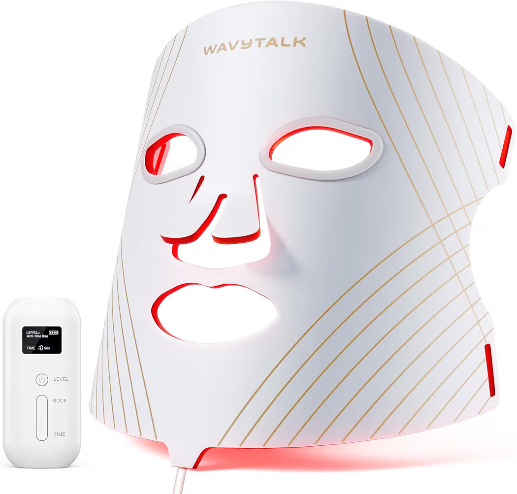 Wavytalk Red Light Therapy Mask for Face, Glow Time LED Face Mask Light Therapy for Anti-Fine Lin... | Amazon (US)