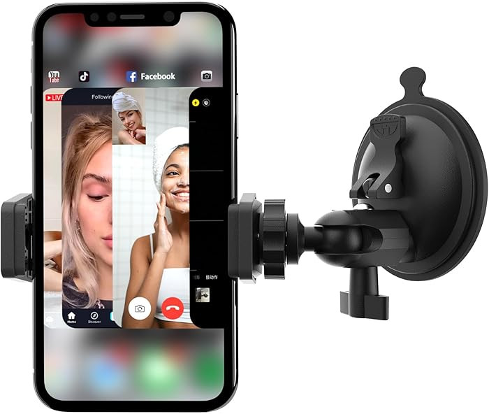 Shower Mirror Phone Holder, Suction Cup Mirror Phone Mount for Shower Mirror Bathroom Glass Kitch... | Amazon (US)
