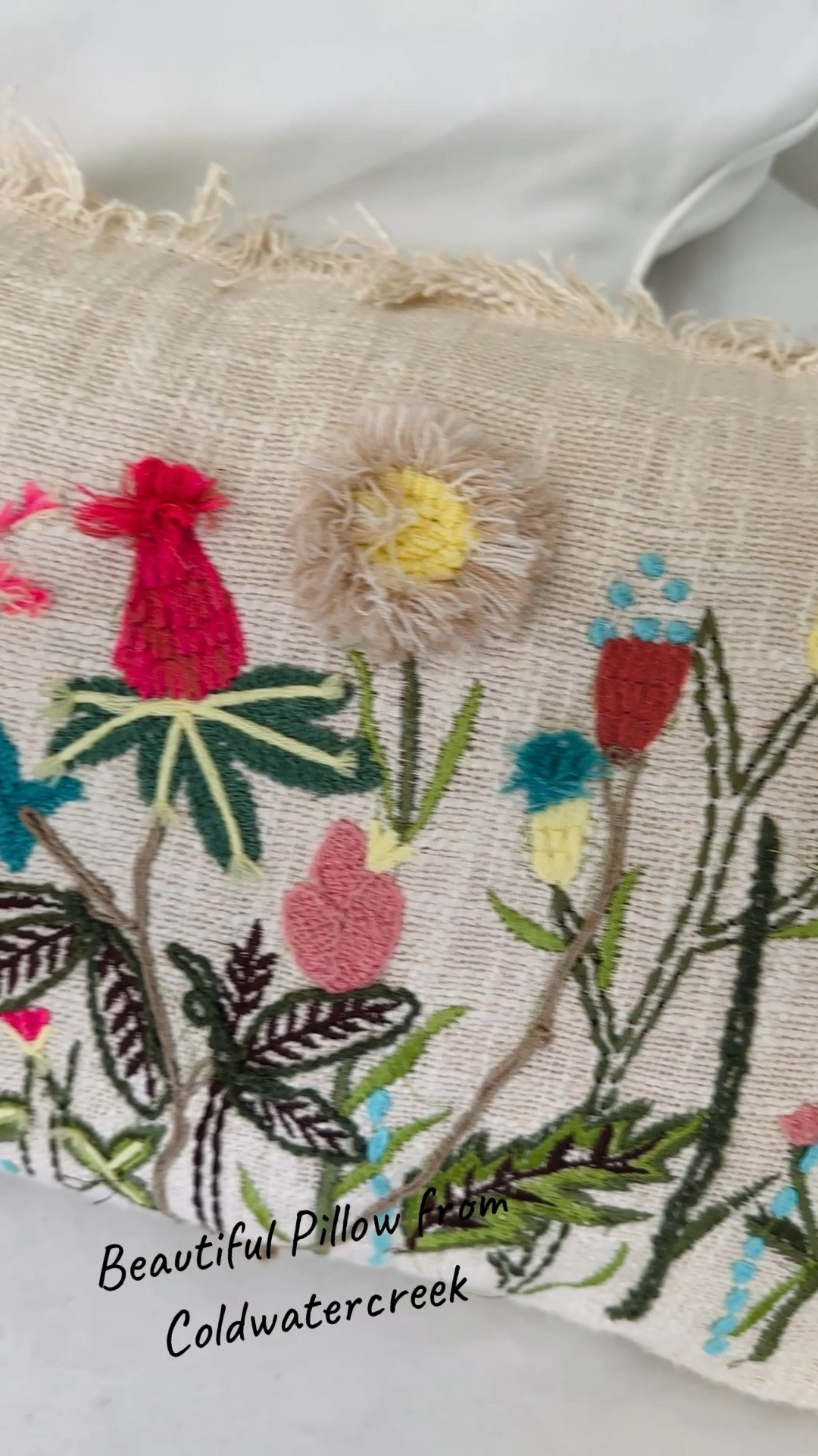 Embroidered flax pillow from Coldwatercreek! Did you know they have home goods too! I love love it! Perfect for spring and summer! #embroideredpillow 

#LTKHome #LTKSeasonal