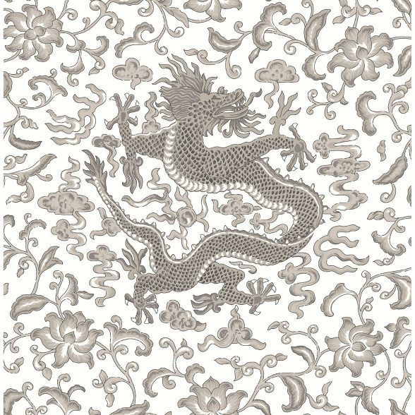 Brewster Gray Chi'en Dragon Scalamandre Self Adhesive Wallpaper | Target