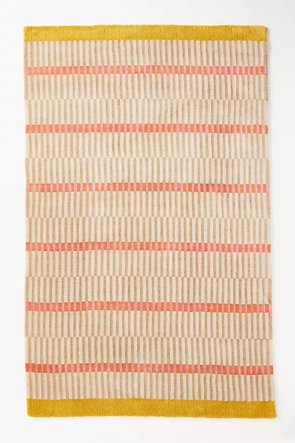Hand-Loomed Wool & Jute Blend Geometric Striped Rug | Anthropologie (US)