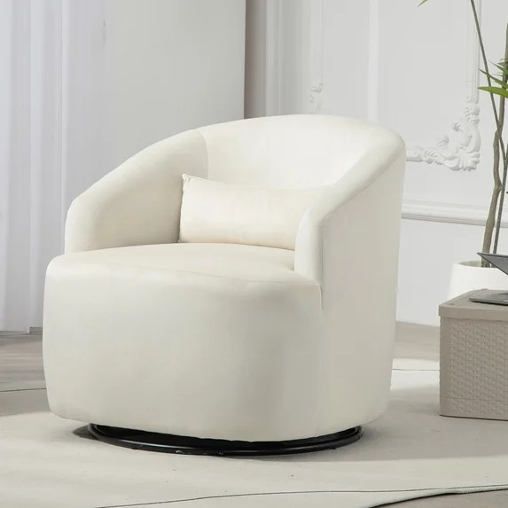 Hero image 0 of US Pride Furniture Modern Velvet Upholstered Swivel Accent Chair Beige, 0 of 5 | Walmart (US)