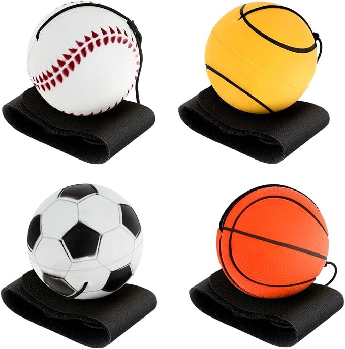 AHQiZFX 4 Stück Sport Handgelenk Ball,Handgelenk ReturnBall,Ball mit Schnur,Springball mit Schnu... | Amazon (DE)