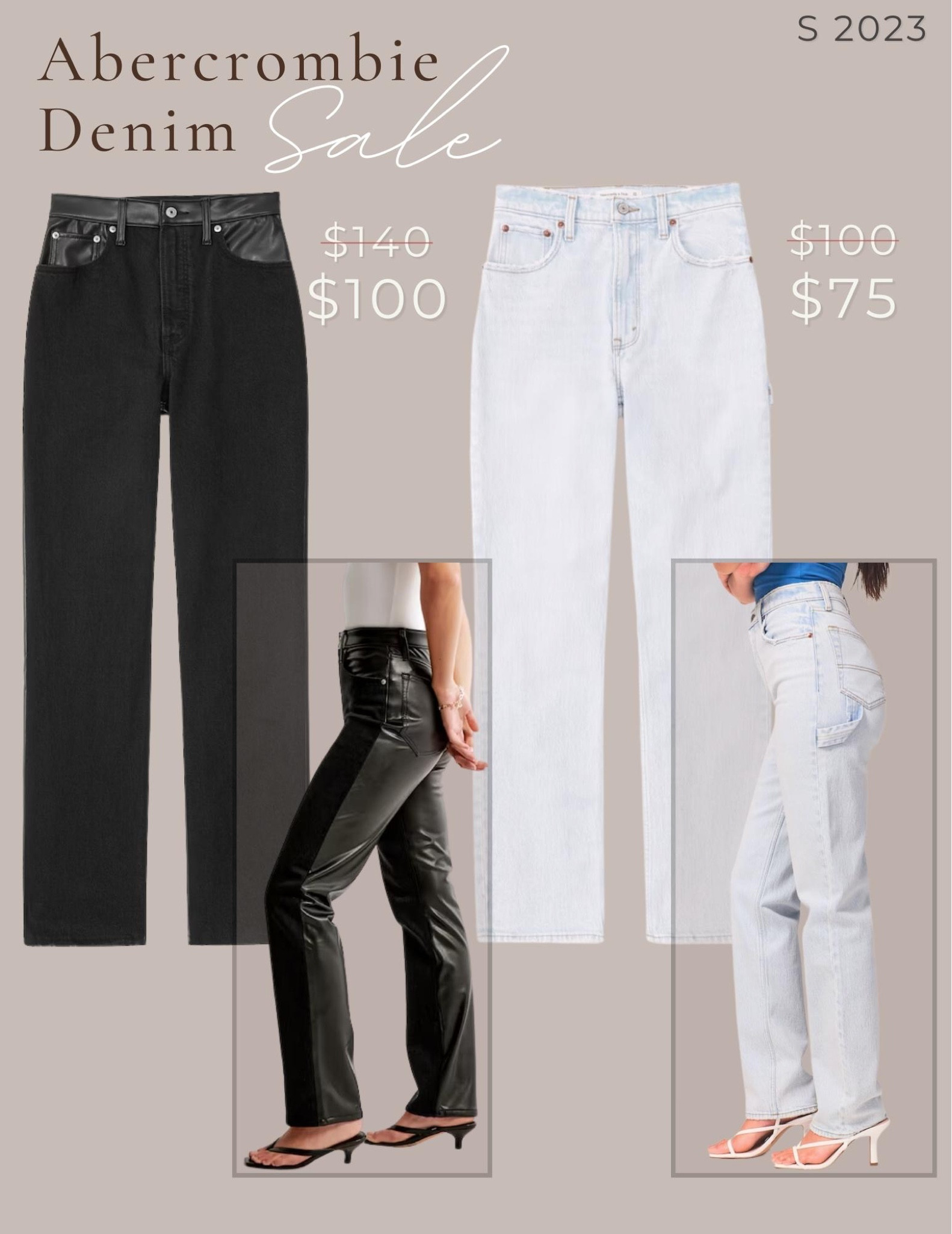 ABERCROMBIE DENIM SALE
 ✨Cool Girl✨ denim on sale!
Jeans for curvy girls, flattering jeans, light wash jeans, high waisted jeans, black jeans, leather pants, cool girl jeans, cool girl denim

#LTKstyletip #LTKsalealert