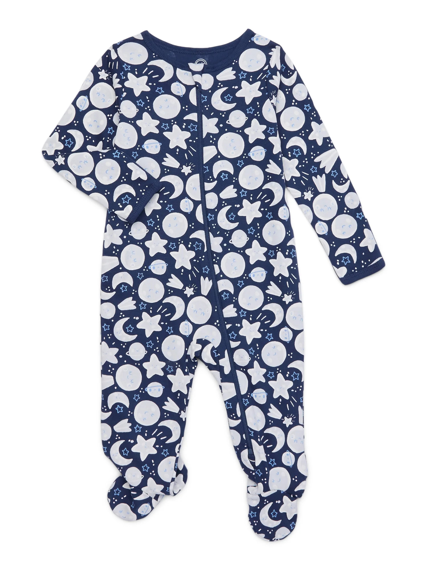 Wonder Nation Baby Boys or Girls Zip Front Footed Pajamas, Sizes Preemie-6/9 Months | Walmart (US)