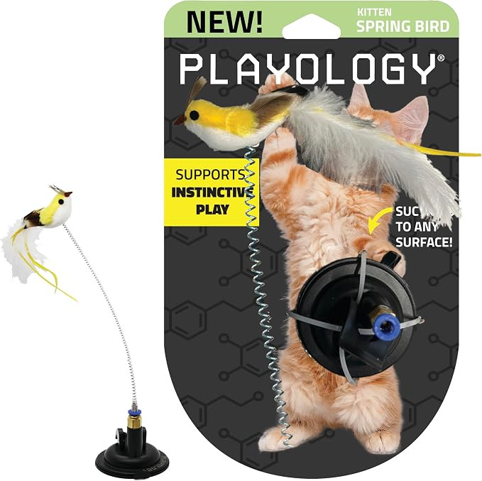 Playology Cat Toy Suction Cup Spring Bird | Interactive Toy with Lifelike Feather Bird | Secure S... | Amazon (US)