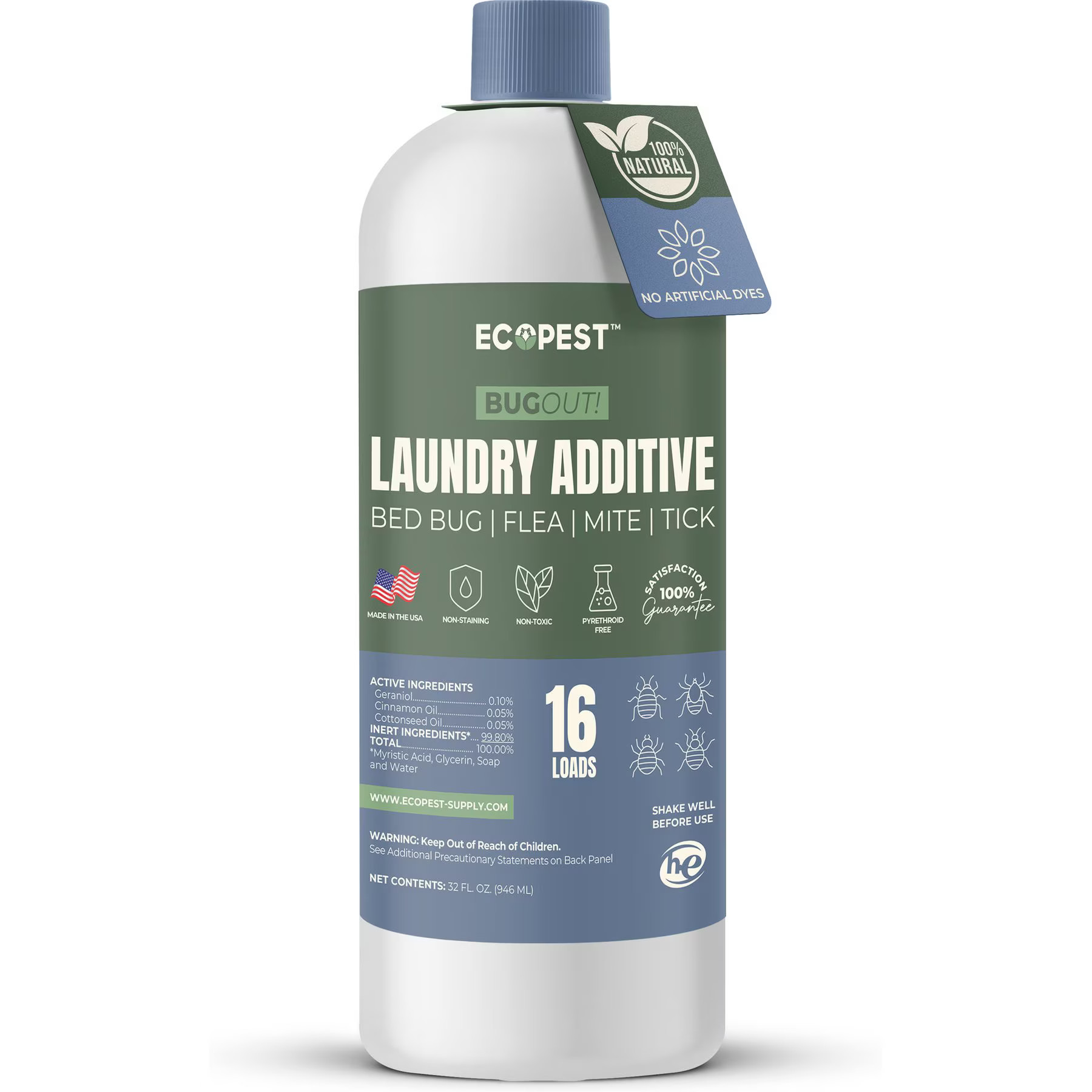 ECOPEST BugOut! Laundry Additive Dog & Cat Flea & Tick Treatment, 32-fl oz bottle | Chewy