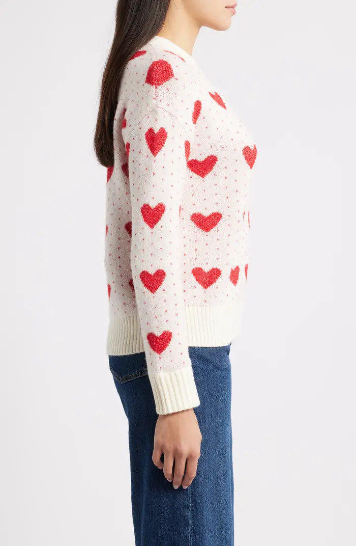 Jacquard Heart Crewneck Sweater | Nordstrom