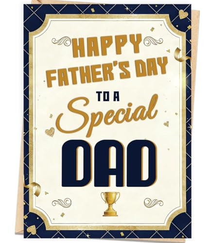 Asmallgf Happy Father's Day Card for Special Dad, Fathers day Decoration Gifts from Daughter Son, Heartfelt Message for an Incredible Father, with Trophy Design, Perfect for Father's Day | Amazon (US)