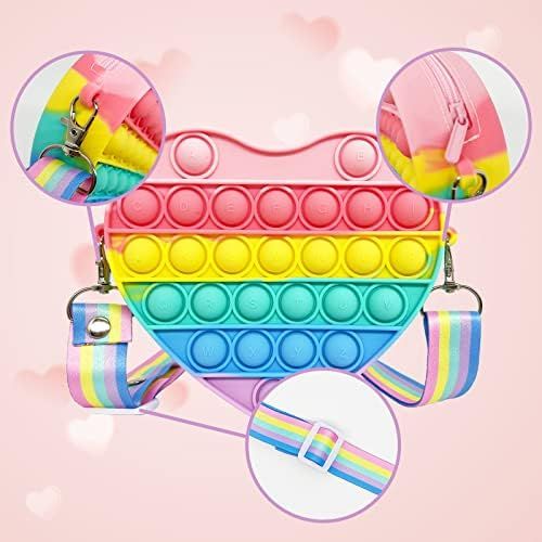 Valentines Day Gifts for Kids - Pop Purse Shoulder Bag Fidget Toys ，Cute Heart Crossbody Bag pop Fid | Amazon (US)