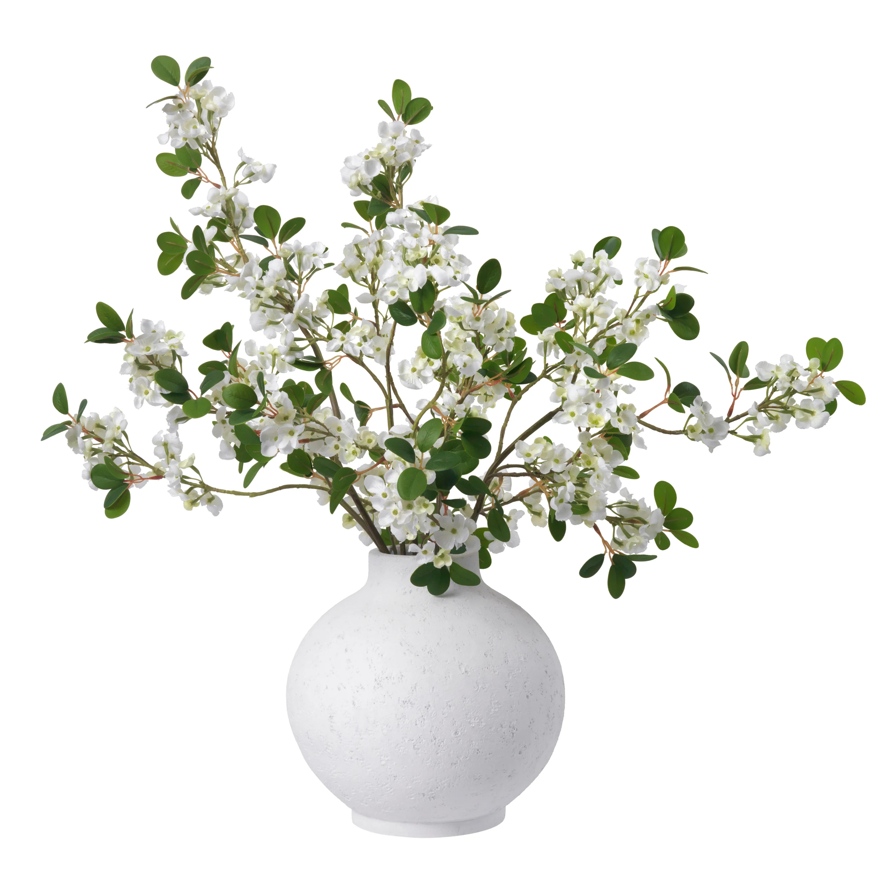 White Blossoms in White Round Vase - Limited Edition | Diane James Home