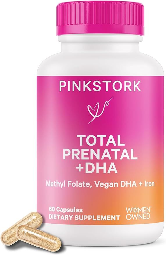 Pink Stork Total Prenatal Vitamins with DHA, Folate, Iron, Choline, and Vitamin B12 - Prenatals f... | Amazon (US)