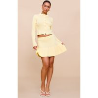 Yellow Knitted Pleated Skirt | PrettyLittleThing US