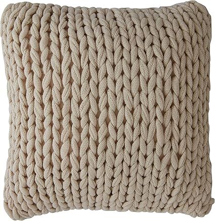 Cheer Collection Chunky Cable Knit Throw Pillow, 18" x 18" Decorative Couch Pillow (Taupe) | Amazon (US)