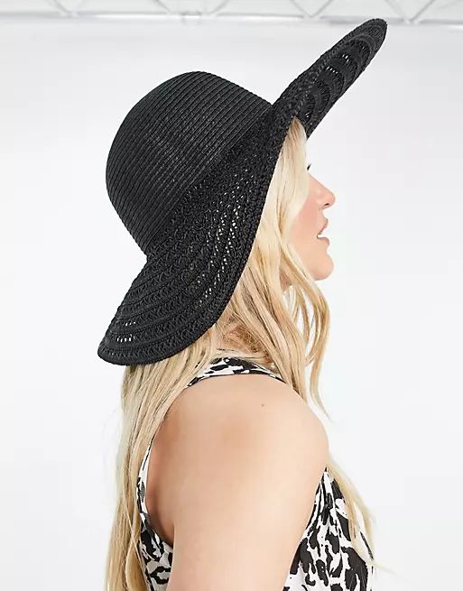 Pieces straw hat in black | ASOS (Global)