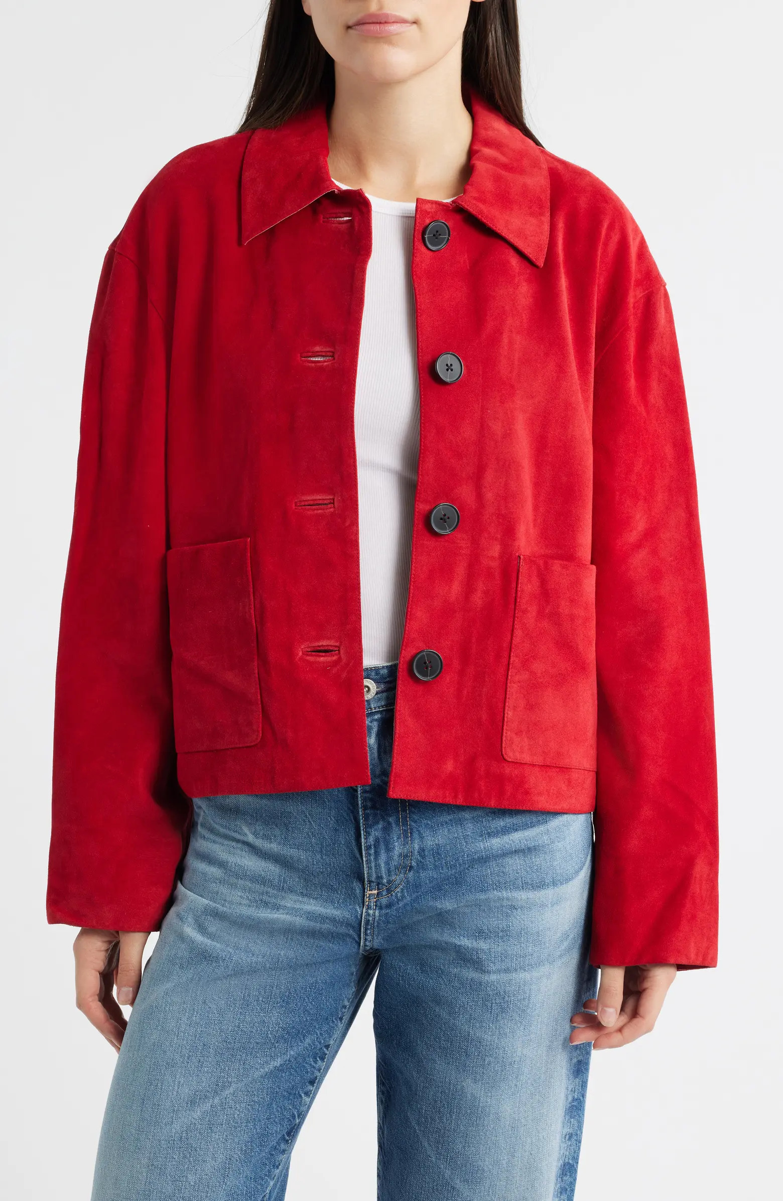Madewell Boxy Crop Suede Jacket | Nordstrom | Nordstrom