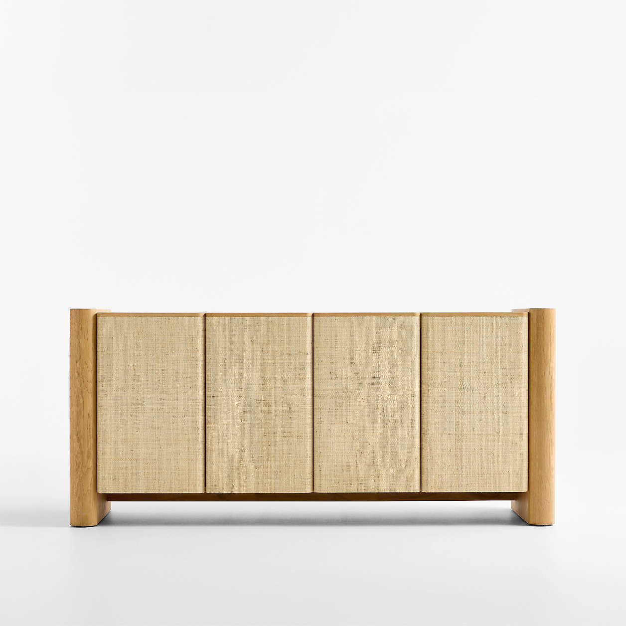 Sonoran 72" White Oak and Grasscloth Storage Media Console | Crate & Barrel | Crate & Barrel