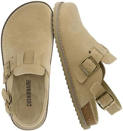 CUSHIONAIRE Brooklyn Suede Womens Slides– Comfortable Clog Mules with Adjustable Buckles – Su... | Amazon (US)