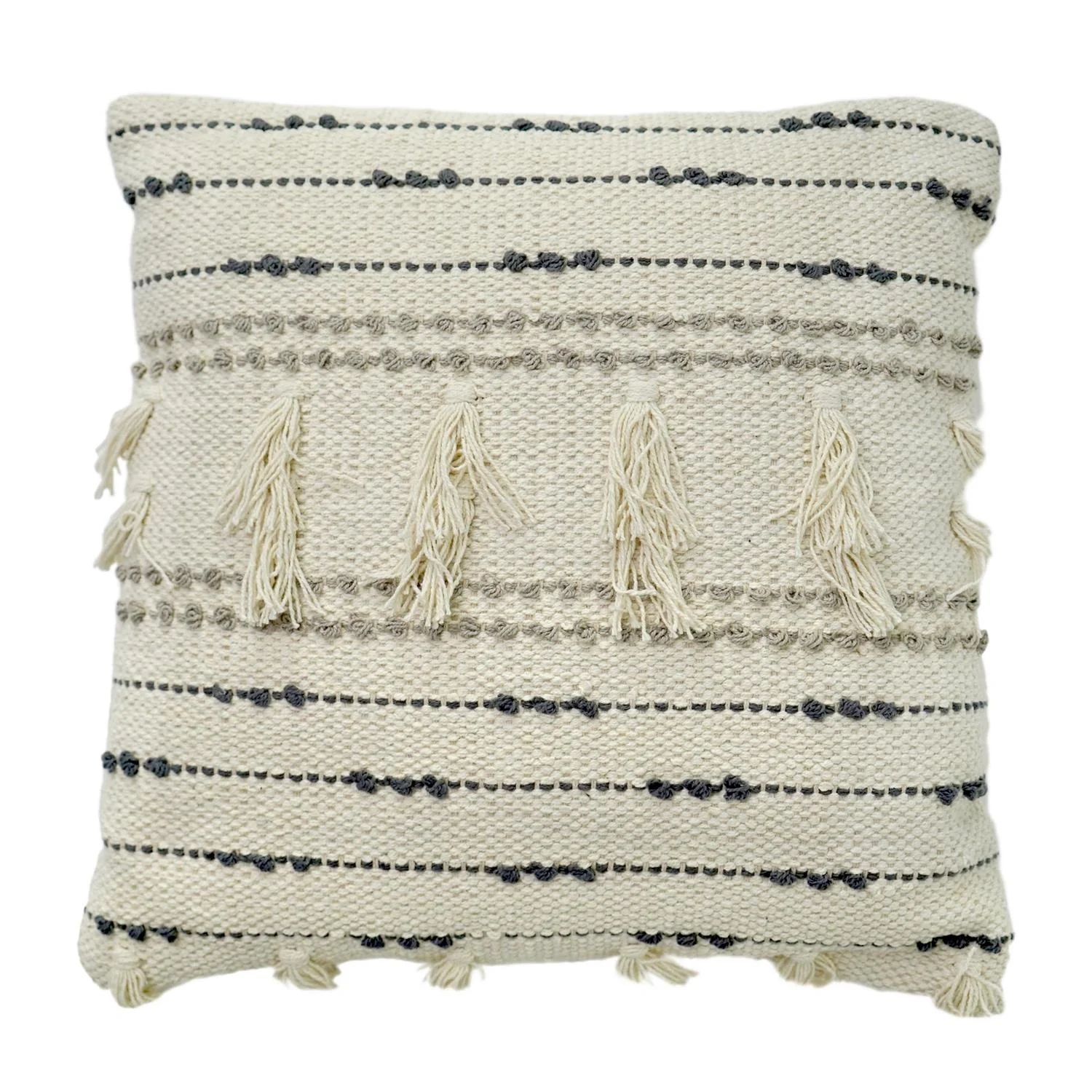 American Art Décor Hand-Woven Boho Moroccan Decorative Throw Pillow in Natural 17" x 17" Sized Lord  | Lord & Taylor