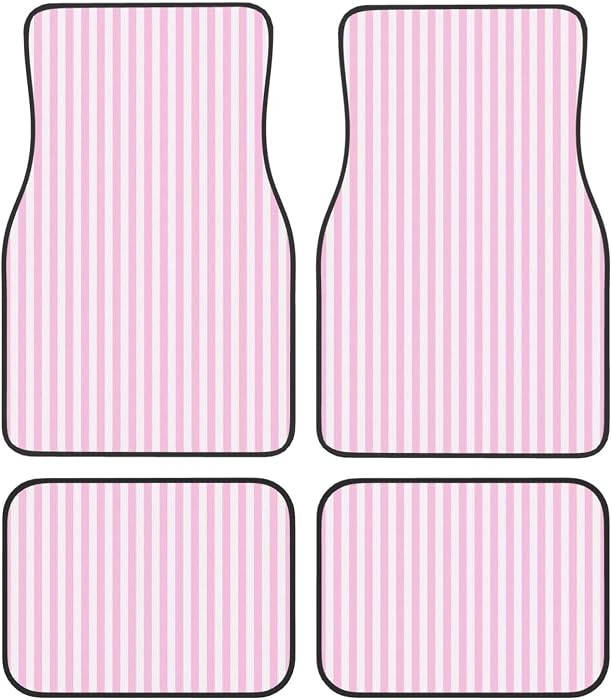 4-Piece Universal Car Mats Light Pink Stripe Floor Mats for Cars SUV Trucks Van Sedans, Non-Slip ... | Amazon (US)