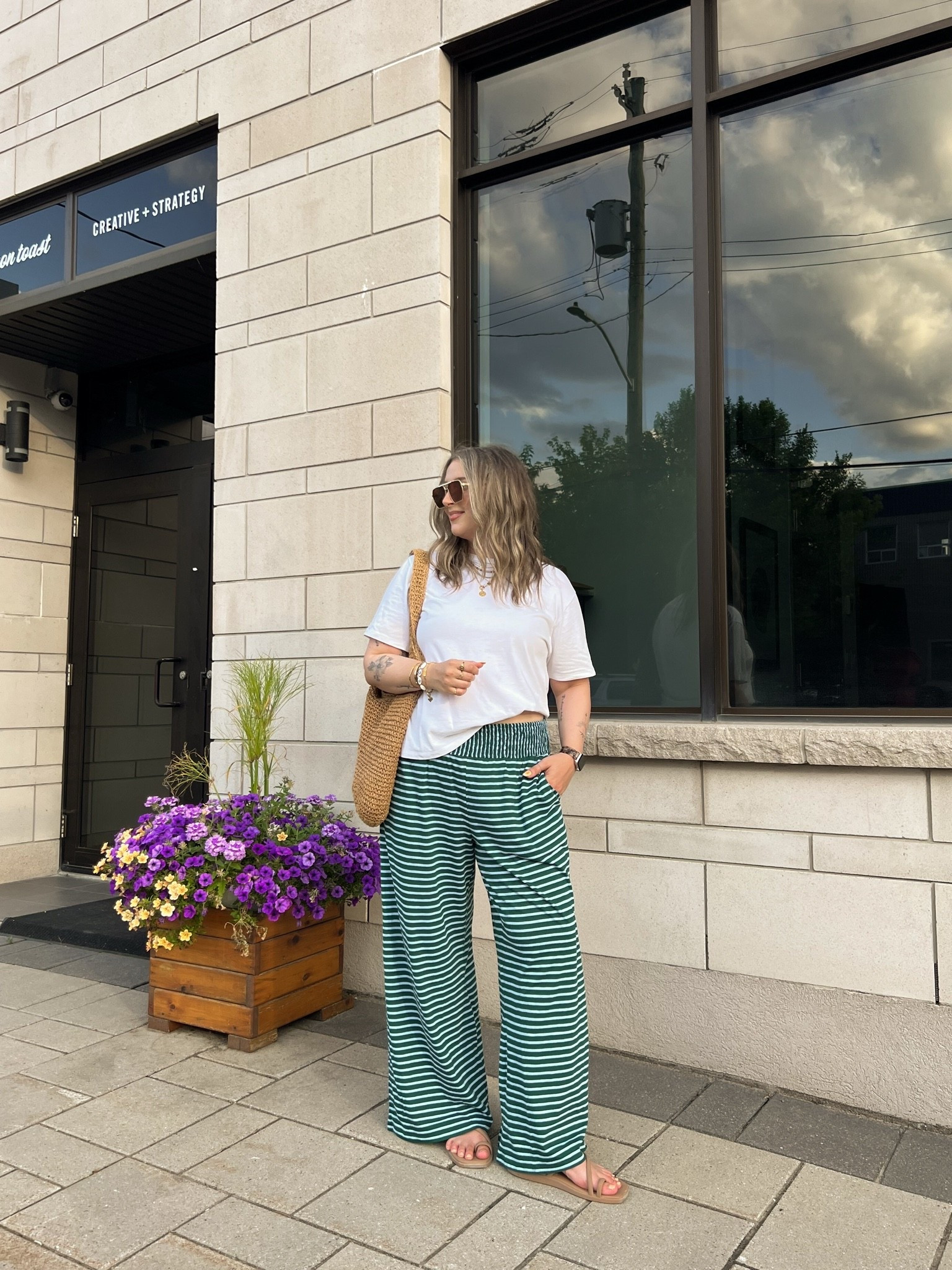 Comfy summer outfit! Wearing my usual size L in the fun striped pants, currently 30% off! Linked this year’s version of my white tee. I’m a 9.5-10 shoe and wear a 10 in the Crocs sandals (Canadian crocs link under “similar products”)

#LTKsummer #LTKsale #LTKmidsize