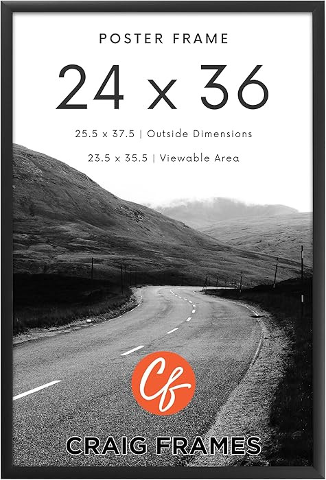 Craig Frames 24x36 Poster Frame – Matte Black 1WB3BK Style, 1 Inch MDF Moulding, Clear Plexigla... | Amazon (US)