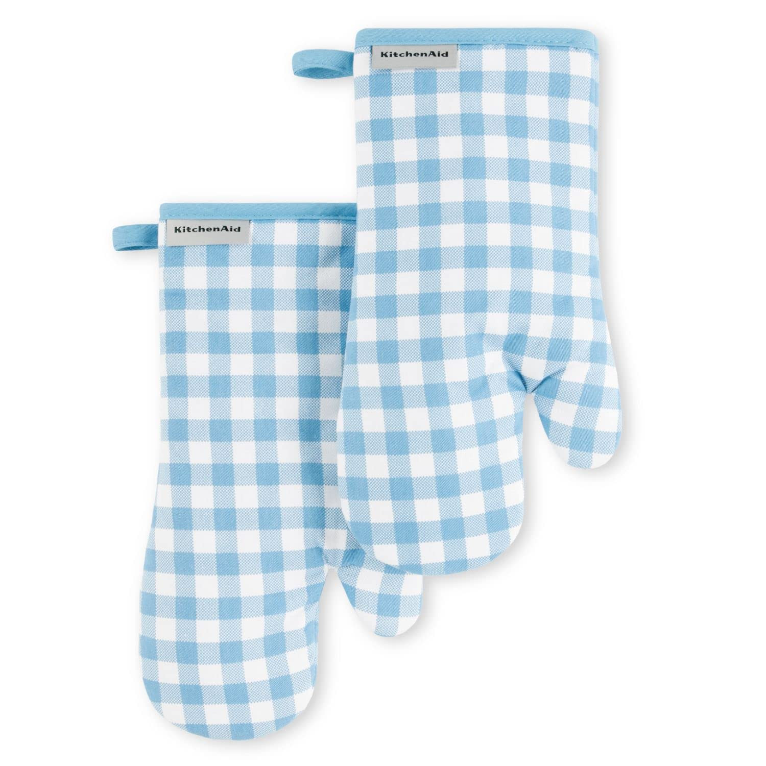 KitchenAid Gingham Oven Mitt 2-Pack Set, Blue Velvet, 7"x13" | Amazon (US)
