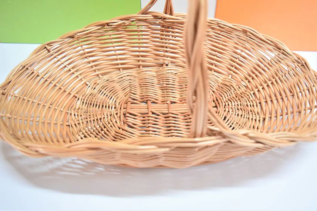 Flower gathering basket, wicker basket, woven basket, willow basket, round handled basket, rustic... | Etsy (US)