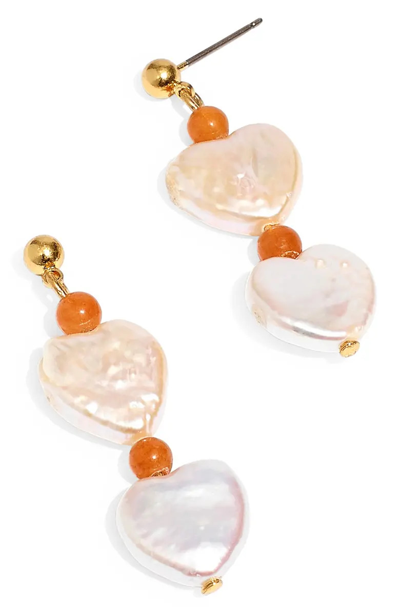 Madewell Freshwater Pearl Heart Statement Drop Earrings | Nordstrom | Nordstrom
