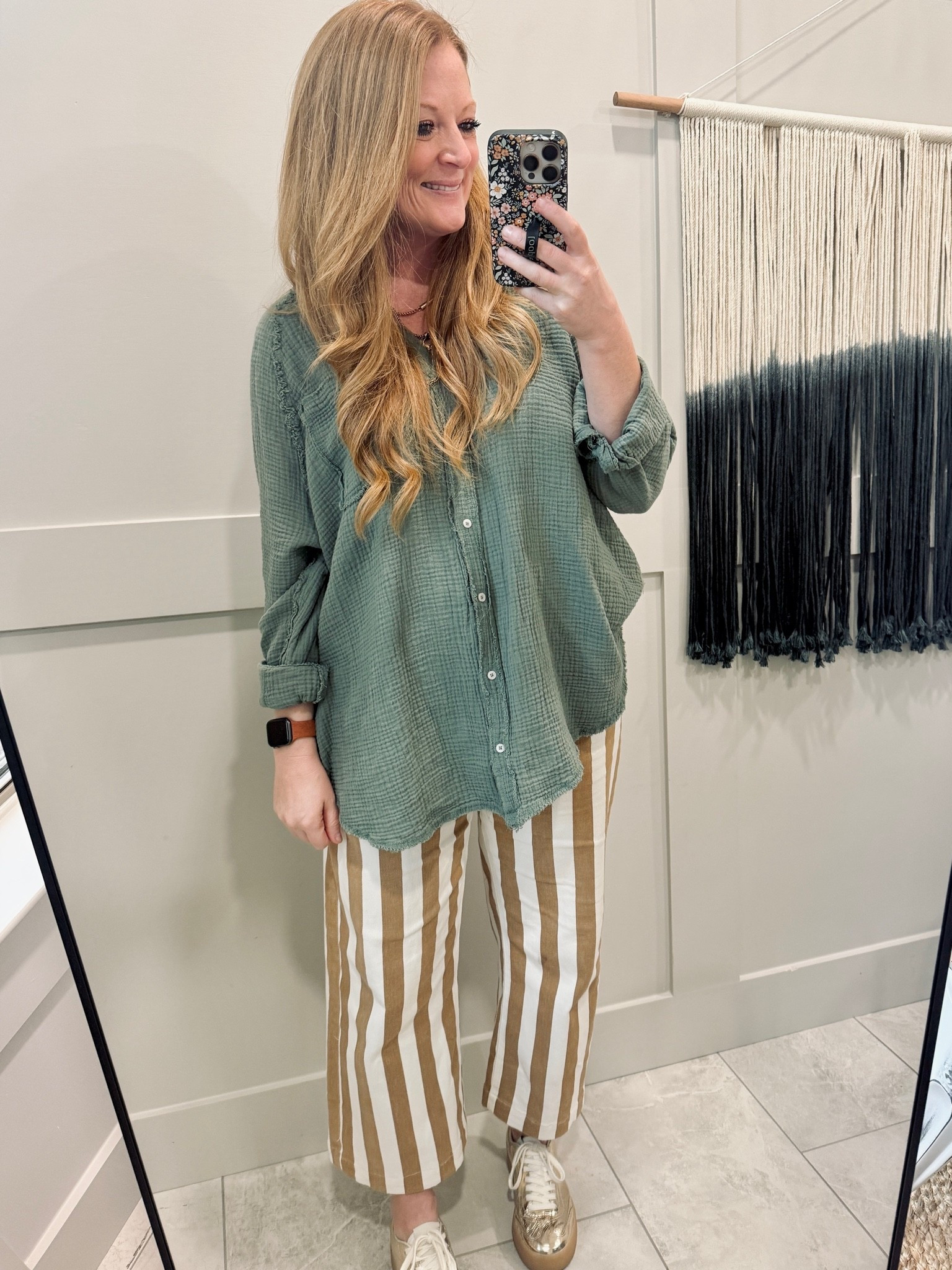 Still loving these striped pants from Amazon! Wearing my normal size. Shirt is very old from Aerie

#LTKOver40 #LTKWorkwear