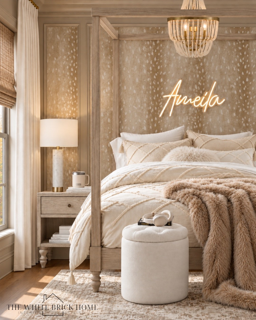 Create a dreamy, cozy bedroom with warm neutrals, luxurious textures, and personalized touches for the ultimate stylish teen girl bedroom! 

Girls room, girls bedroom, kids room, kids bedroom, girls room bedroom design, teen girl, teen girl bedroom, girls canopy bed, girls room wallpaper, girls room rug, girls room table lamp, girls room lighting, girls room chandelier, girls room chair, bedroom chair, girls room chair, girls room lamp, bedroom, bed, area rug, bedroom rug, bedroom design, bedroom ideas, bedroom decor, girls room wall art, wall name, girls room wall art, wall light, throw blanket, teen bedroom design, pottery barn, pottery barn teen, Amazon, wayfair