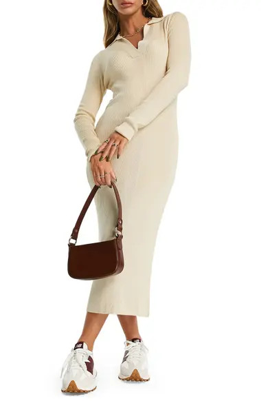 Topshop Collar Long Sleeve Sweater Dress | Nordstrom