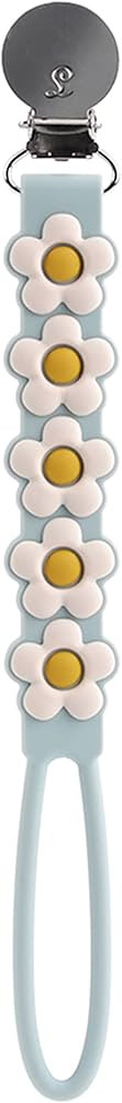 Loulou Lollipop Beadless Silicone Pacifier Clip (Daisy, Blue) | Amazon (US)