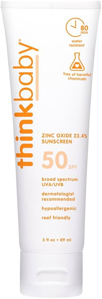 Thinkbaby SPF 50+ Baby Mineral Sunscreen – Safe, Natural Sunblock for Babies - Water Resistant ... | Amazon (US)