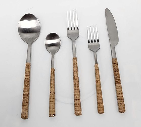 Tava Handwoven Stainless Steel 5-Piece Flatware Set | Pottery Barn (US)