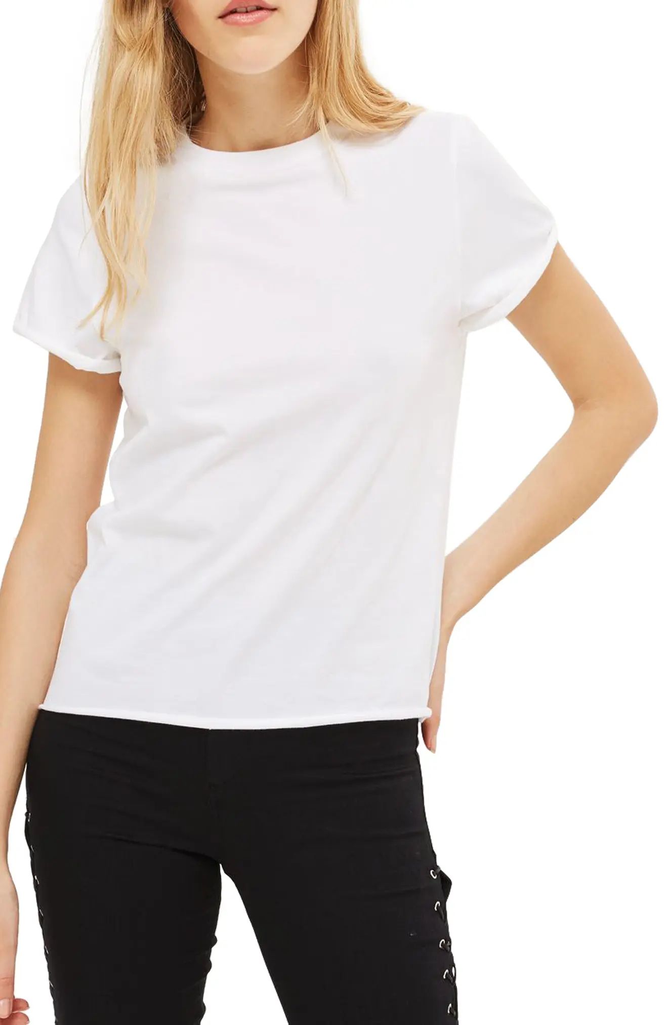 Women's Topshop Rollback Tee, Size 2 US (fits like 0) - White | Nordstrom